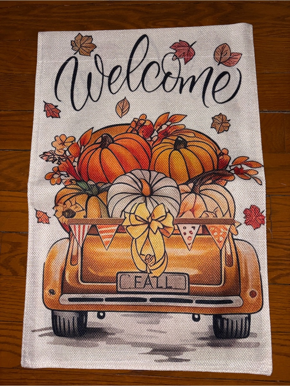 Garden Flag Fall Truck with Pumpkins 12” x 18” NWOT